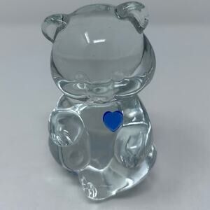 Fenton Glass Bear with Blue Birthstone‎ 4" Tall x 2" Wide